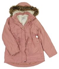 Růžová šusťáková zimní parka s kapucí George