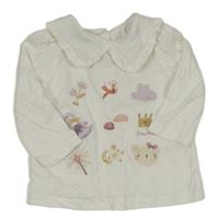 Bílé triko s obrázky a límečkem Nutmeg