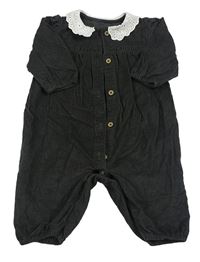 Tmavošedý manšestrový overal s madeirovým límečkem George