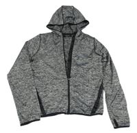 Čierno-sivá melírovaná športová prepínaci mikina s kapucňou