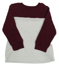 Vínovo-bílé žebrované triko 