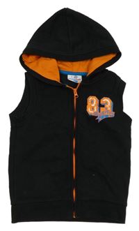 Čierna tepláková prepínaci vesta s číslom a kapucňou Topolino