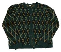 Tmavozeleno-čierno-zlatý károvaný prepínaci crop sveter Primark