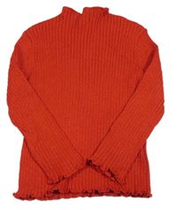 Červený trblietavý rebrovaný sveter Tu