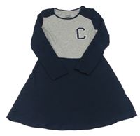 Tmavomodro-sivé bavlnené šaty s písmenem Pepperts