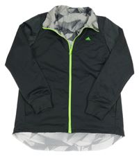 Tmavošedá šusťáková sportovní oboustranná bunda Adidas