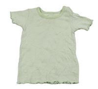 Zelenkavo-biele pruhované rebrované tričko M&S