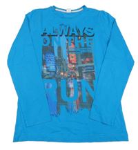 Tyrkysové triko s potiskem S. Oliver