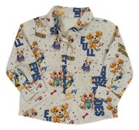 Biela ľahká košeľa s pejsky a nápismi Shein