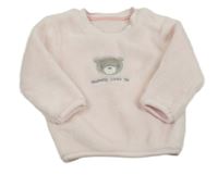 Svetloružová chlpatá mikina s medvedíkom