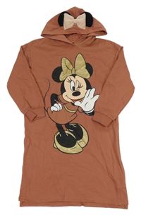 Starorůžové teplákové šaty s Minnie a kapucí C&A