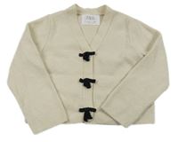 Smetanový propínací svetr s mašlemi ZARA