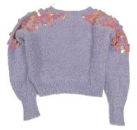 Lila chlpatý crop sveter s pajetkami Monsoon