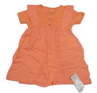 Nové - Korálové rebrované šaty s volánikmi a mušelínovou sukní M&S