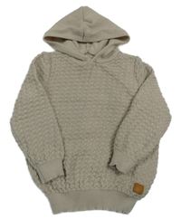 Béžový vzorovaný sveter s kapucňou Shein