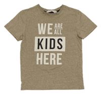 Béžové melírované tričko s nápisom H&M