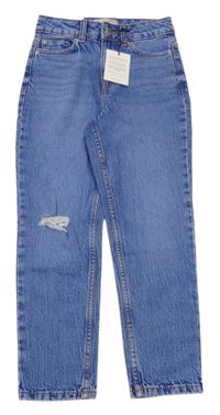 Nové - Modré slim fit rifle s vyšúchaním New Look