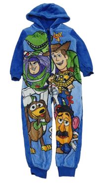 Modrá plyšová kombinéza s potiskem Toy Story a kapucňou