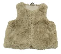 Béžová chlpatá kožušinová podšitá vesta E-vie