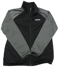 Černo-šedá propínací sportovní mikina s logem Adidas