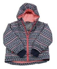 Tmavomodrá funkční šusťáková zimní bunda se vzorem a kapucí Crivit