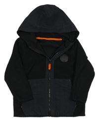 Černá fleecovo/šusťáková bundomikina s kapucí Nutmeg