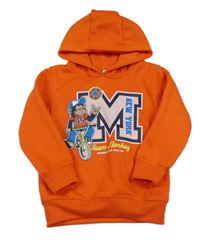 Oranžová mikina so šimpanzom a kapucňou Infinity