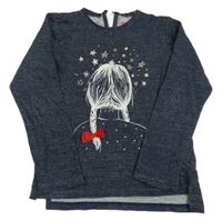 Tmavmodro-zlatá mikina s dievčatkom Lincoln&Sharks