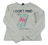 Nové - Sivé melírované tričko s telefonem Y.F.K.