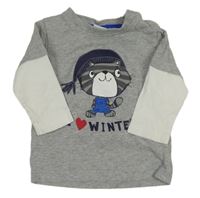 Sivo-biele tričko s mačkou Smile