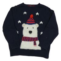 Tmavomodrý sveter s medvedíkom H&M