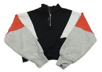 Čierno-sivo-červeno-biela crop mikina Candy Couture