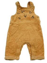 Medové manšestrové laclové kalhoty s leopardem Tu