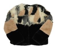 Čierno-starorůžovo-smotanová kožušinová podšitá bunda Name it