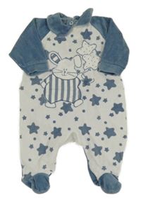 Bielo-modrý zamatový overal so zajačikom
