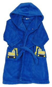 Safírový chlupatý župan s bagrem a kapucí Jojo Maman Bébé