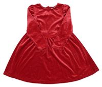 Červené zamatové trblietavé šaty Matalan