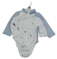 Nové - 2x - Světlemodré + bílé polo body se zvířátky Nutmeg