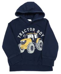 Tmavomodrá mikina s traktorem a kapucí C&A