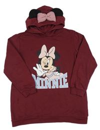 Vínová dlouhá mikina s Minnií a kapucí H&M