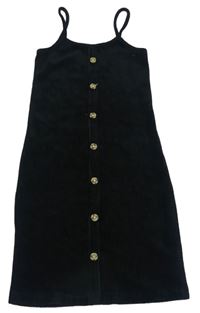 Čierne rebrované zamatové šaty Denim Co.