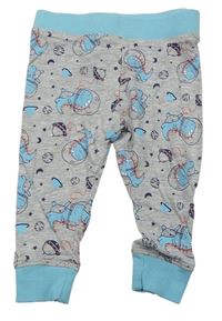 Sivo-svetlomodré melírované pyžamové nohavice s dinosaurami impidimpi