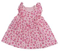 Svetloružová -tmavorůžovo-ružové vzorované šaty s volánikmi Mothercare