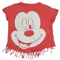 Jahodové crop tričko s Mickey a třásněmi C&A