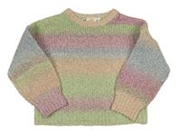 Farebný melírovaný oversize crop sveter GHANDA