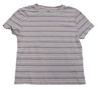 Levandulovo-bílo-černé pruhované žebrované crop tričko H&M