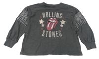 Tmavošedé melírované mikinotriko s The Rolling Stones a kamienkami Next