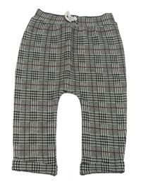 Černo-světlešedo-vínové kostkované vzorované úpletové turecké kalhoty RIVER ISLAND