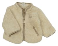 Smotanová huňatá podšitá bunda s nášivkou H&M