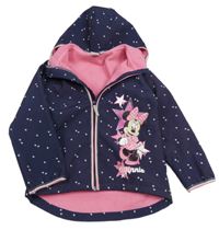 Tmavomodrá softshellová bunda s Minnie a hviezdičkami a kapucňou Disney